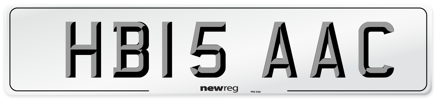 HB15 AAC Number Plate from New Reg